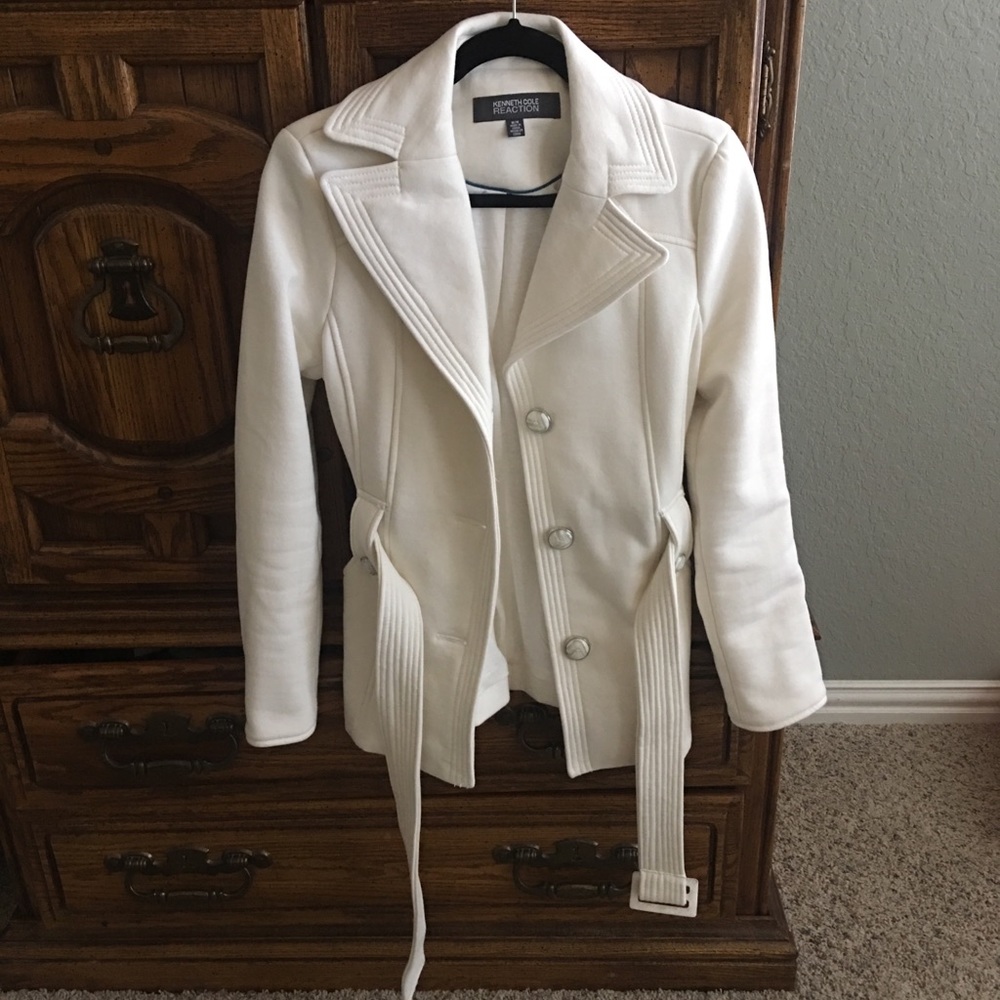 Kenneth Cole Reaction white mid pea coat